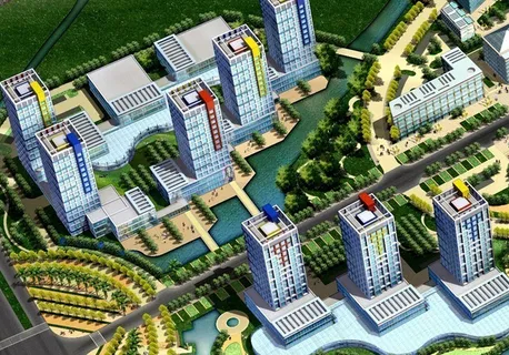 豪华现代风格高档住宅小区鸟瞰图