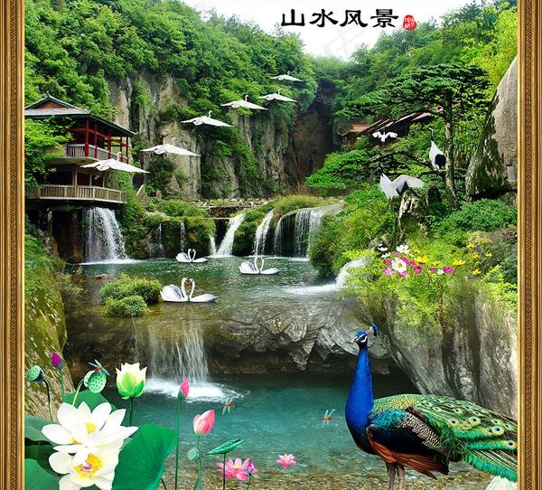山水画 山水风景图片(3000X3000(DPI:72))psd模版下载