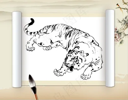 老虎绘画艺术素材