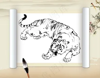 老虎绘画艺术素材