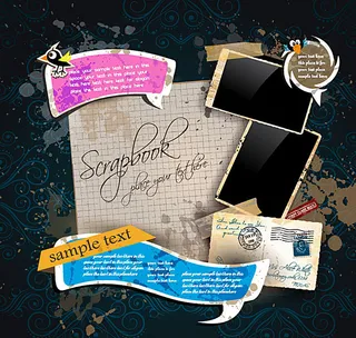 复古贴纸背景矢量素材图片