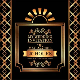 金色婚礼贺卡图片