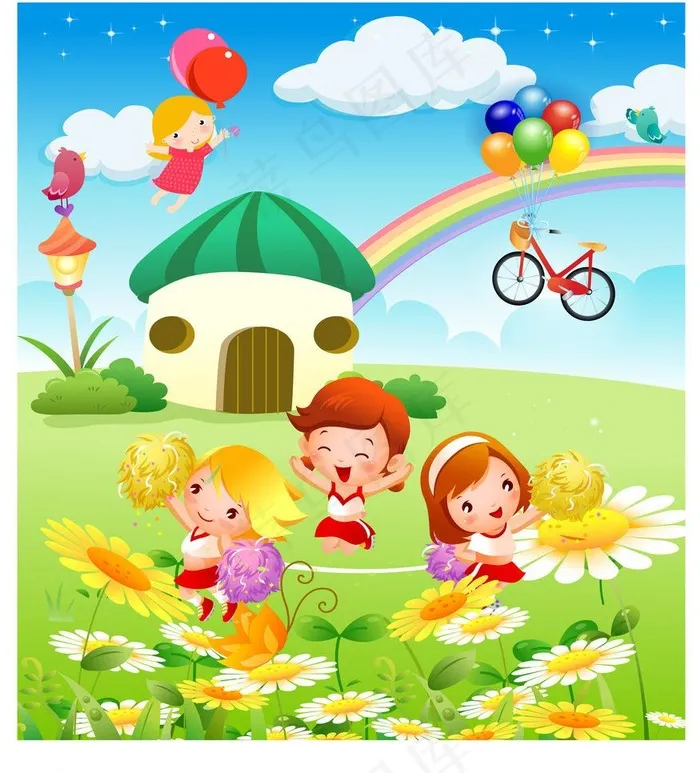 卡通背景图片ai矢量模版下载