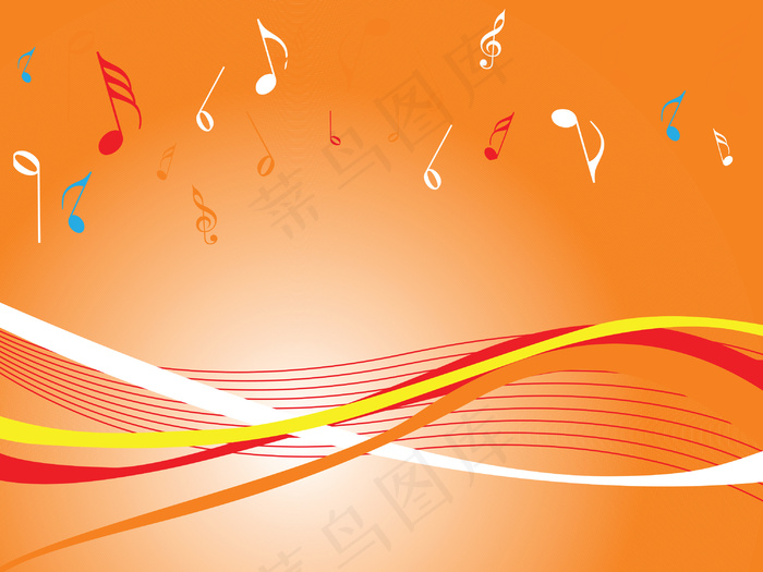 音乐波与笔记橘色墙纸