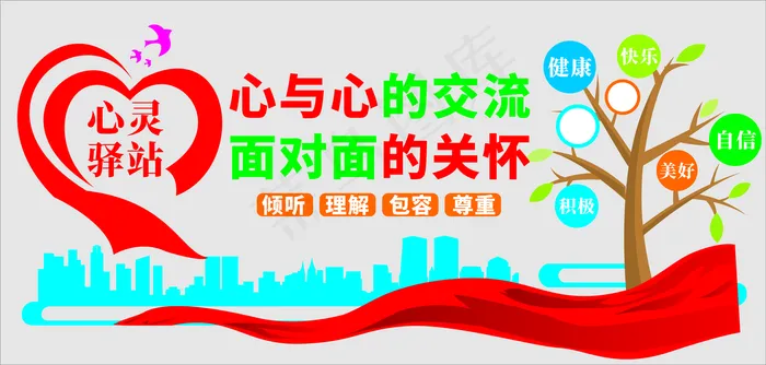 2019心理文化墙心理室cdr矢量模版下载