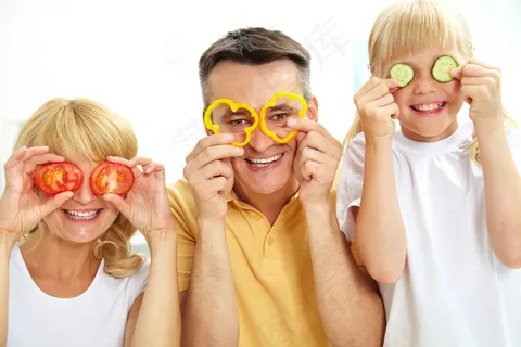 厨师装扮的大人小孩烹饪美食健康家庭情侣亲子素材