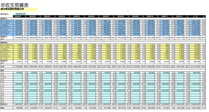 年度收支预算表