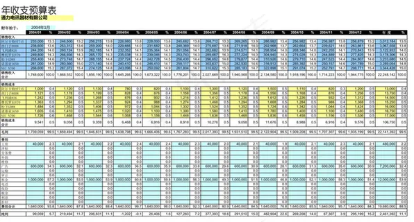 年度收支预算表 年度收支预算表
