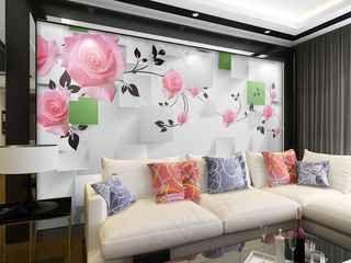 粉色花枝绿色格子现代简约时尚电视机...