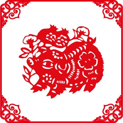 窗花剪纸 矢量素材 猪 AI源文件