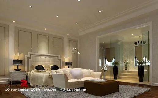 简约欧式白色卧室3dsmax200...