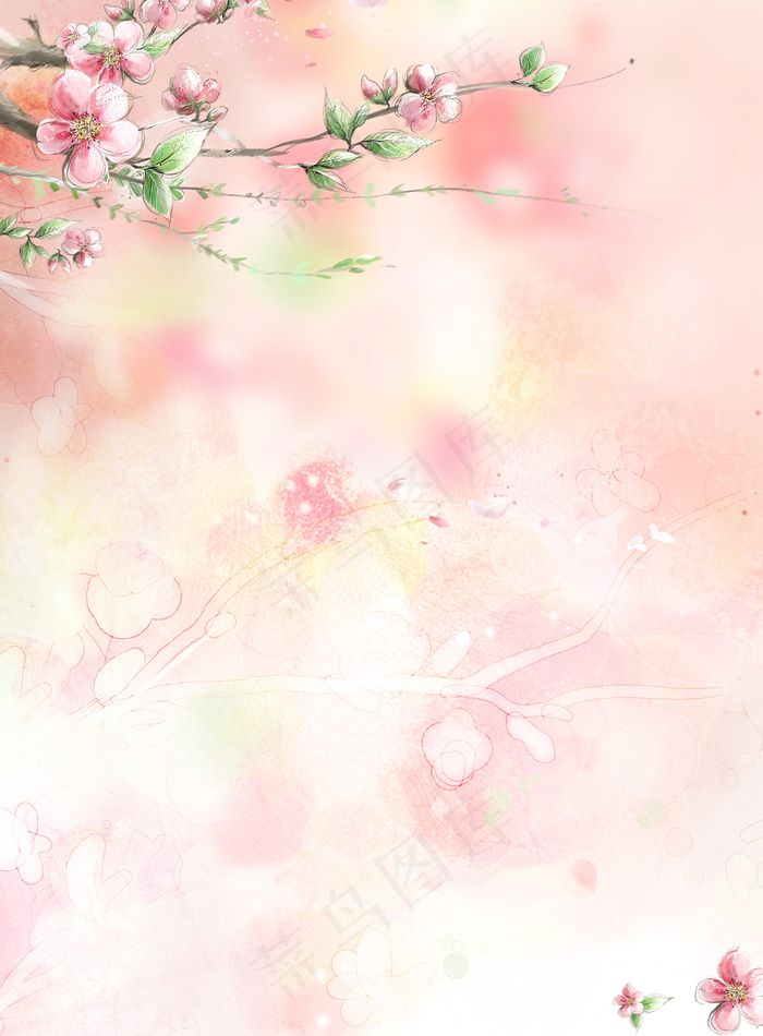 几枝桃花背景