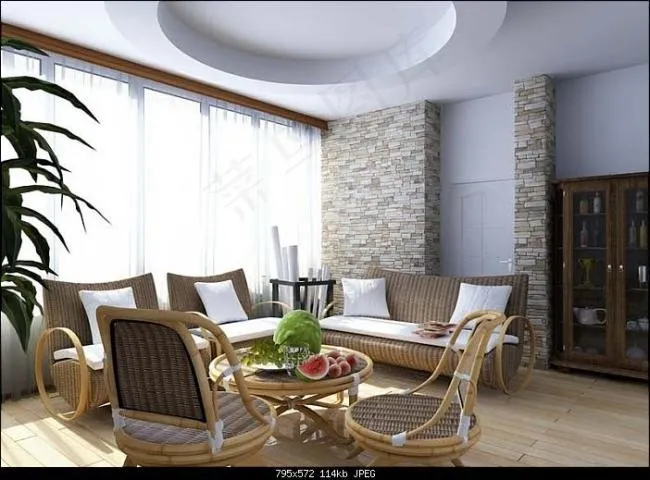 中式田园风格3d模型,