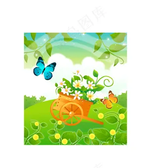 牵牛花风景矢量图下载