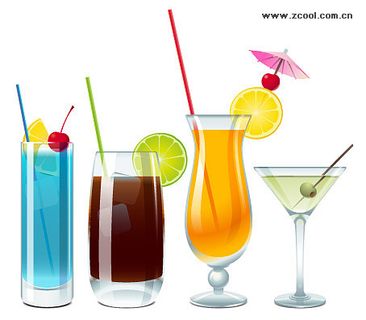 4杯饮料矢量素材