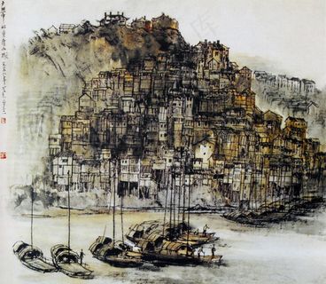 夕照中的重庆山城