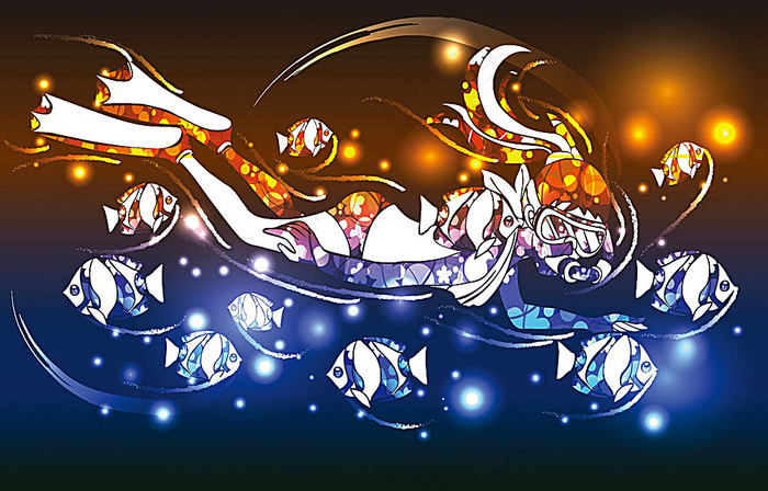 矢量潜水人物插图eps,ai矢量模版下载