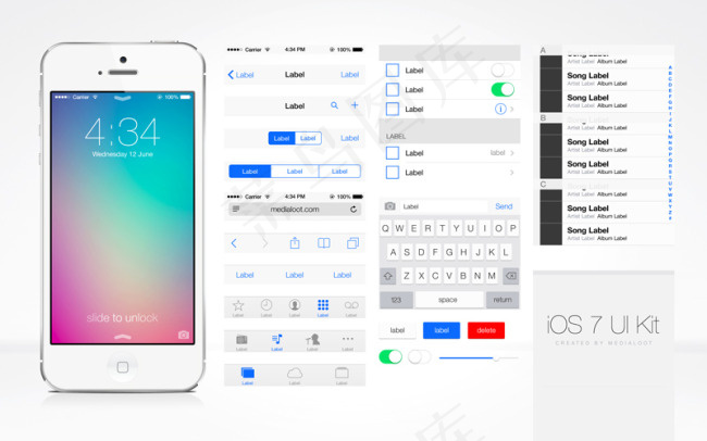 ios7系统界面元素psd模版下载