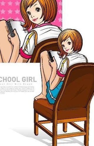 校园美女矢量图