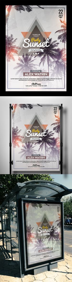 夏季热带风景派对海报设计