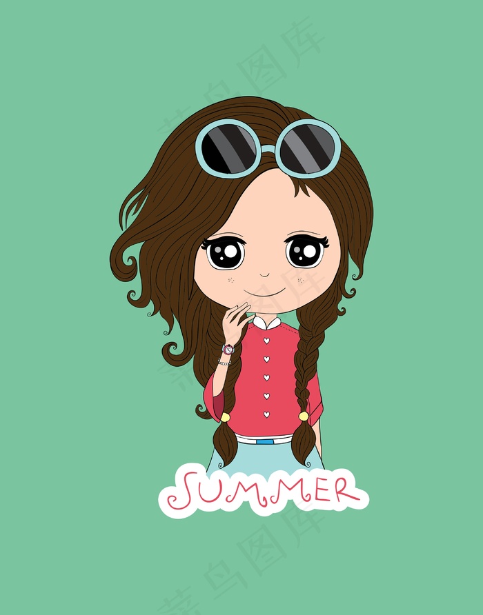 卡通人物小女孩矢量图儿童美女