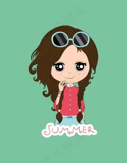 卡通人物小女孩矢量图儿童美女