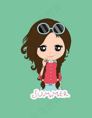 卡通人物小女孩矢量图儿童美女