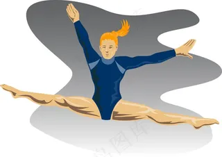 体操运动员跳分裂