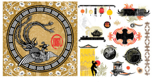 中国凤凰传统元素矢量素材
