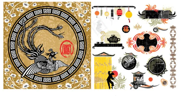 中国凤凰传统元素矢量素材 中国凤凰传统元素矢量素材
