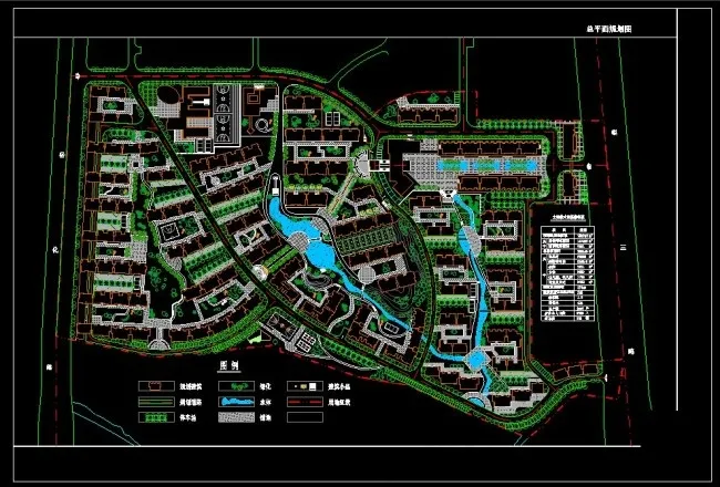 某中心河小区规划总平面cad设计图