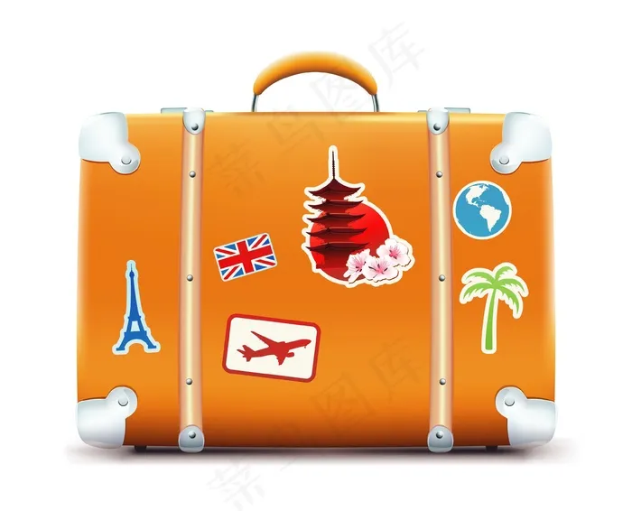 黄色手提旅行箱设计矢量素材eps,ai矢量模版下载