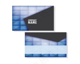 蓝色渐变抽象方块图案名片