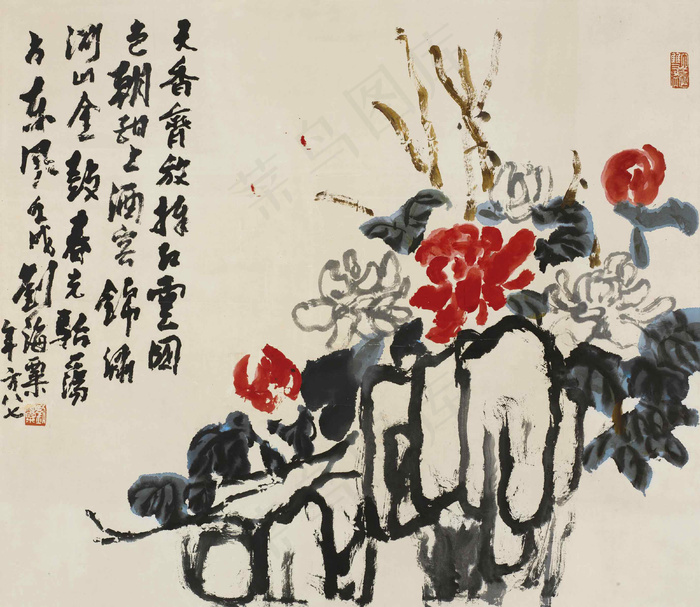 花卉 国画图片