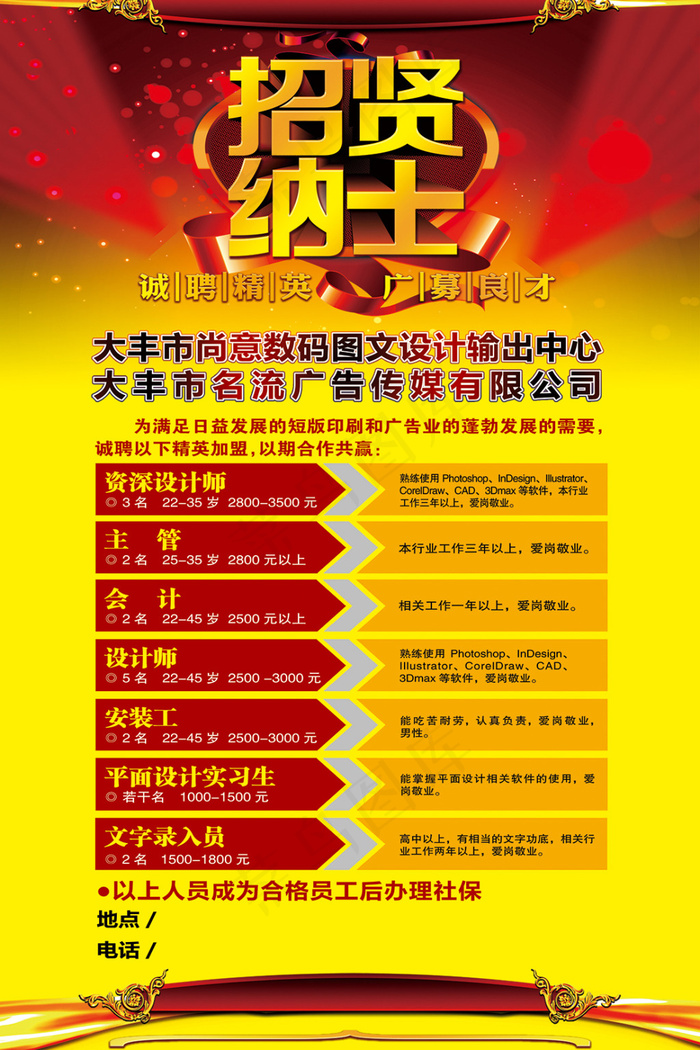 招聘海报psd模版下载