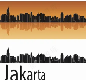 雅加达城市建筑剪影图片