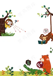 拿着放大镜看动物的女孩图片