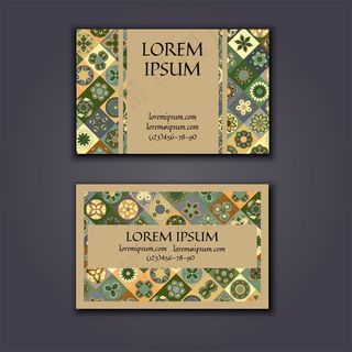 绿色花朵背景礼券设计图片