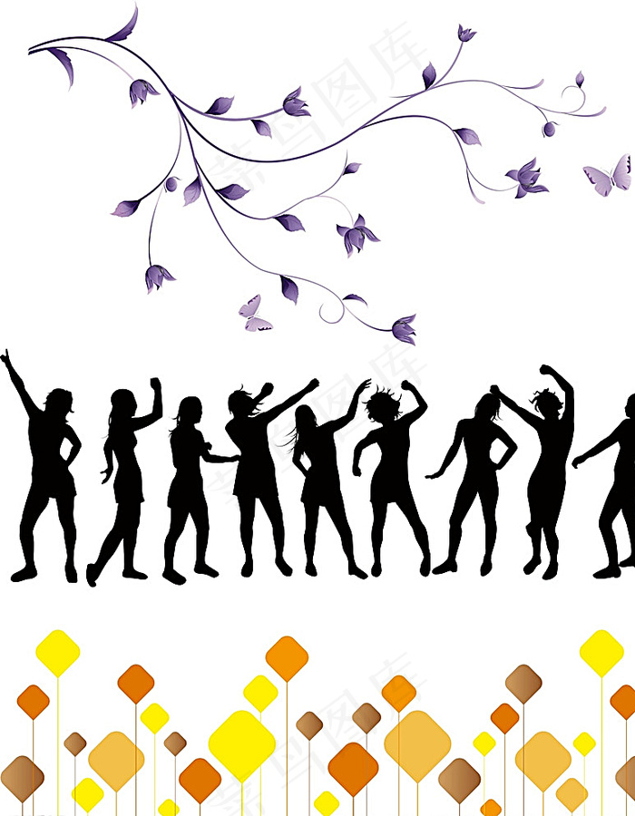 人物剪影 花藤图片