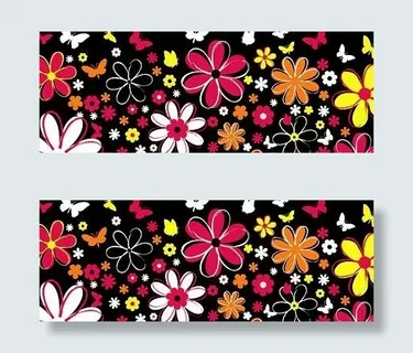 可爱的彩色花卉矢量素材