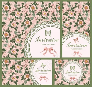 精美花卉邀请卡设计矢量素材