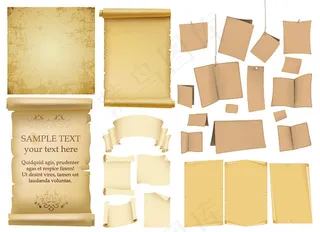 多款旧纸张矢量素材