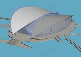 贝壳式艺术风格公共建筑3d效果图