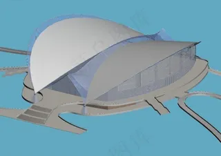 贝壳式艺术风格公共建筑3d效果图
