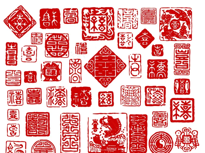 各种印章剪纸窗花图案矢量素材ai矢量模版下载