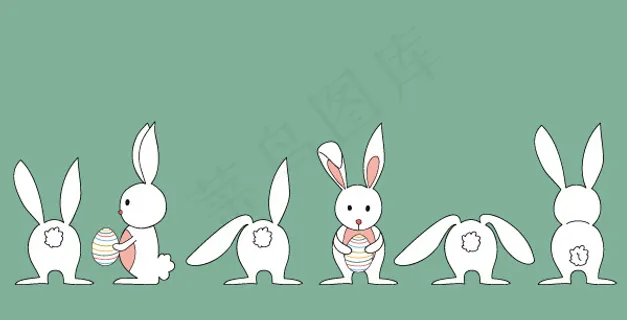 抱彩蛋的兔子矢量背景图