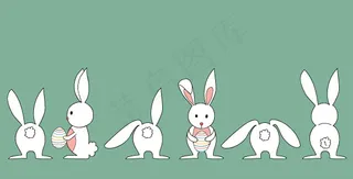 抱彩蛋的兔子矢量背景图