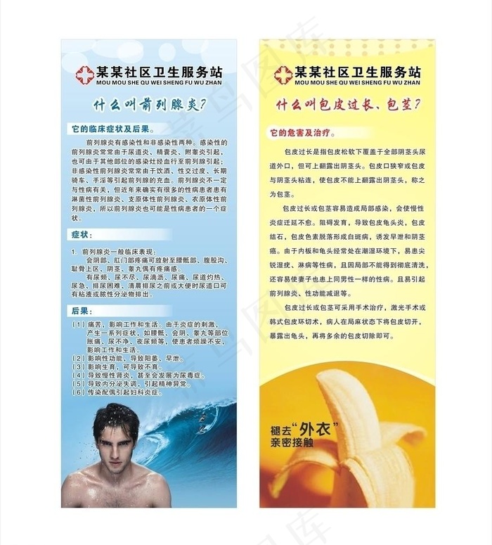 医院前列腺炎 包皮包茎x展架模板图...cdr矢量模版下载