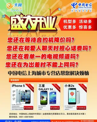 中国电信盛大开业彩页图片