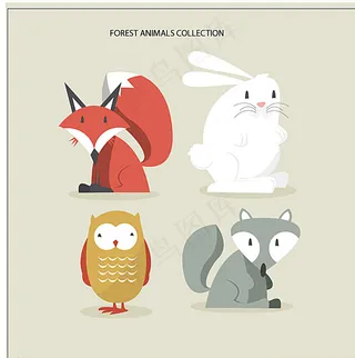 四个可爱的森林动物图片